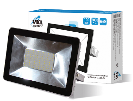 Светодиодный прожектор LED 100W SMD VLF4-100-6500- В 7000Лм 220V, IP65,черный VKL electric 