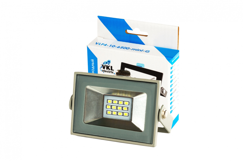 Светодиодный прожектор LED 10W VLF4-10-6500-mini-B 6500К 600Лм 220V IP65  черный VKL electric 