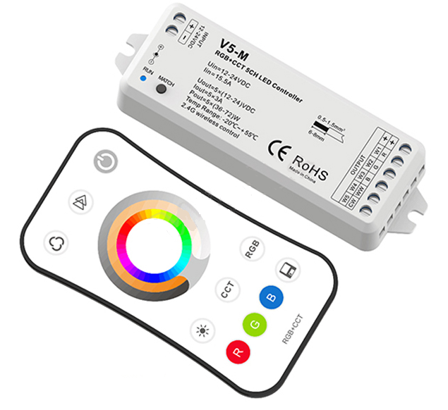 Контроллер для светодиодной ленты V5-M RGB+WW+CW  12-24v 360w