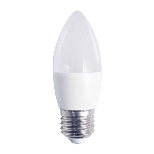 Лампа светодиодная 5,5W E27 свеча 4000K 220V пластик+алюм. (LED OPTI C37-5,5W-E27-W) OPTI Включай