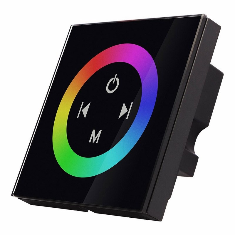 Touch контроллер RGB,большой круг, встраиваемый, черный.