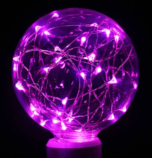 Светодиодная лампа  G95 2w E27  Фиолетовая