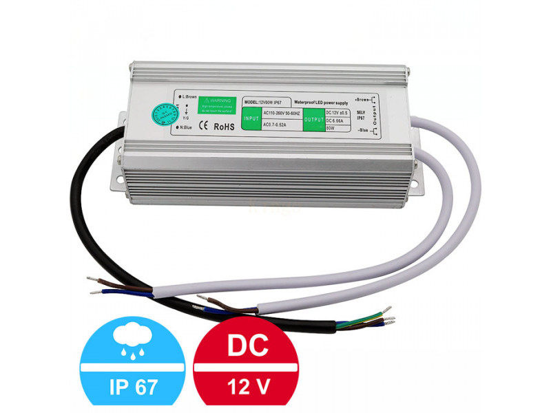 Блок питания 80w 6.6A 12V IP67