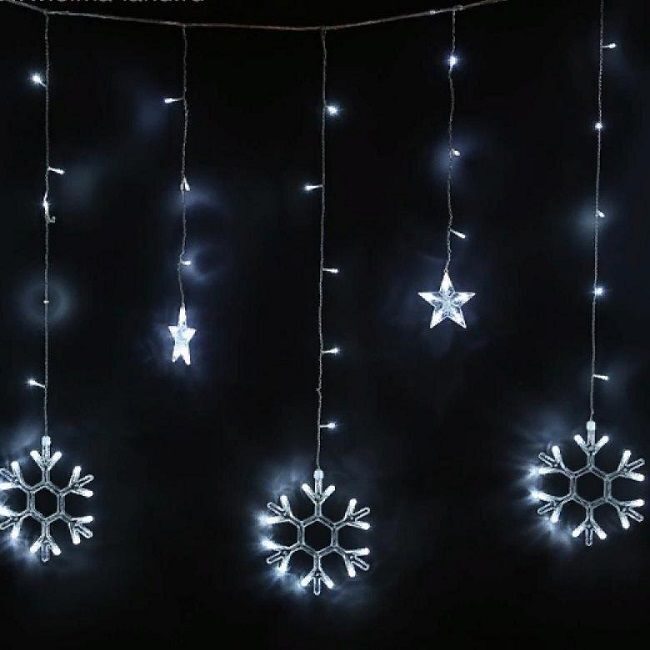 Гирлянда светодиодная Бахрома "маленькие снежинки" LED 3м белая