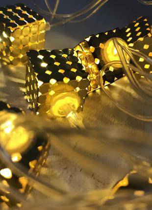 Гирлянда светодиодная "Золотой кубооктаэдр со звездами" LED, 3м